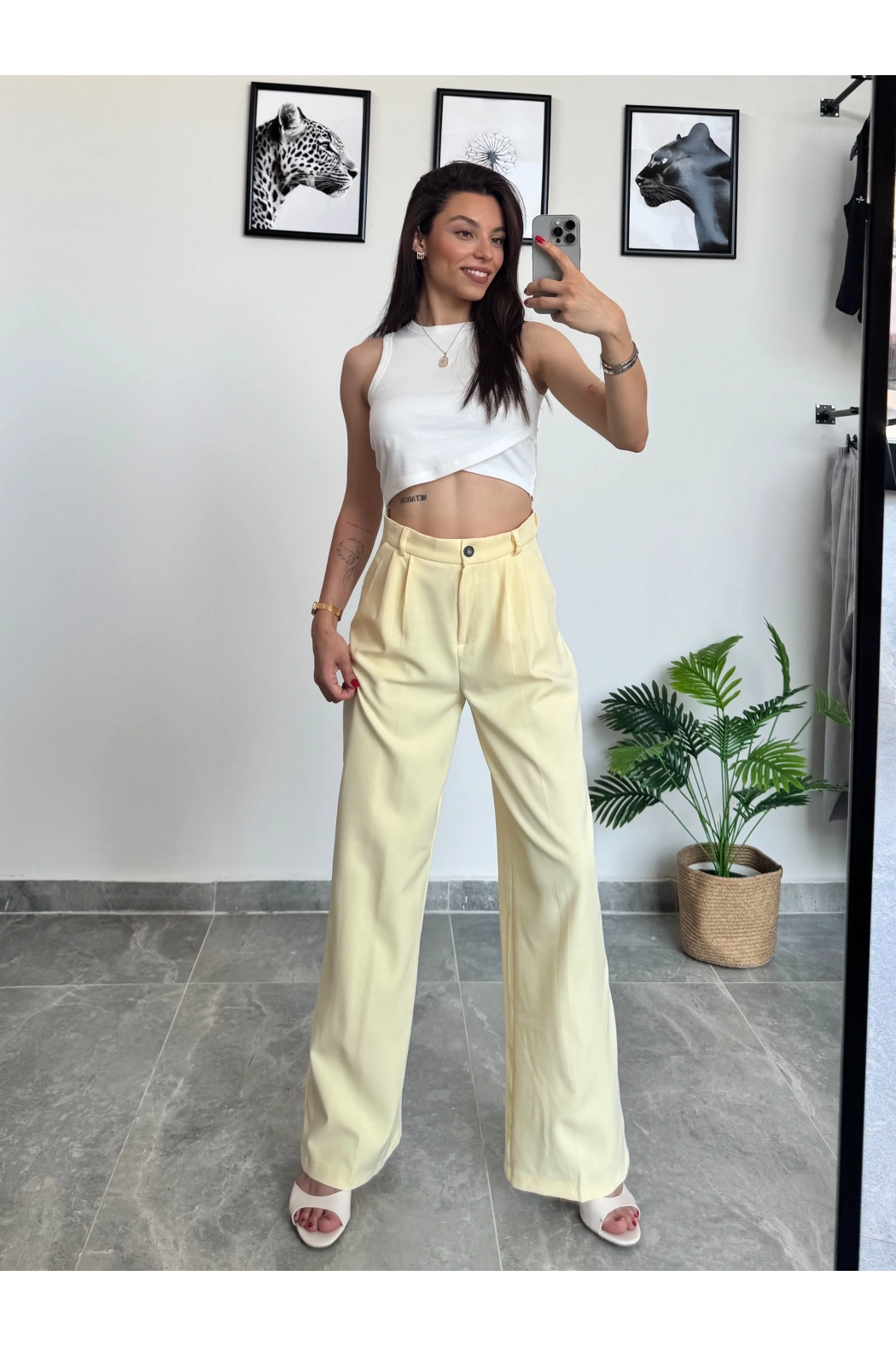 Sarı Palazzo Pantolon