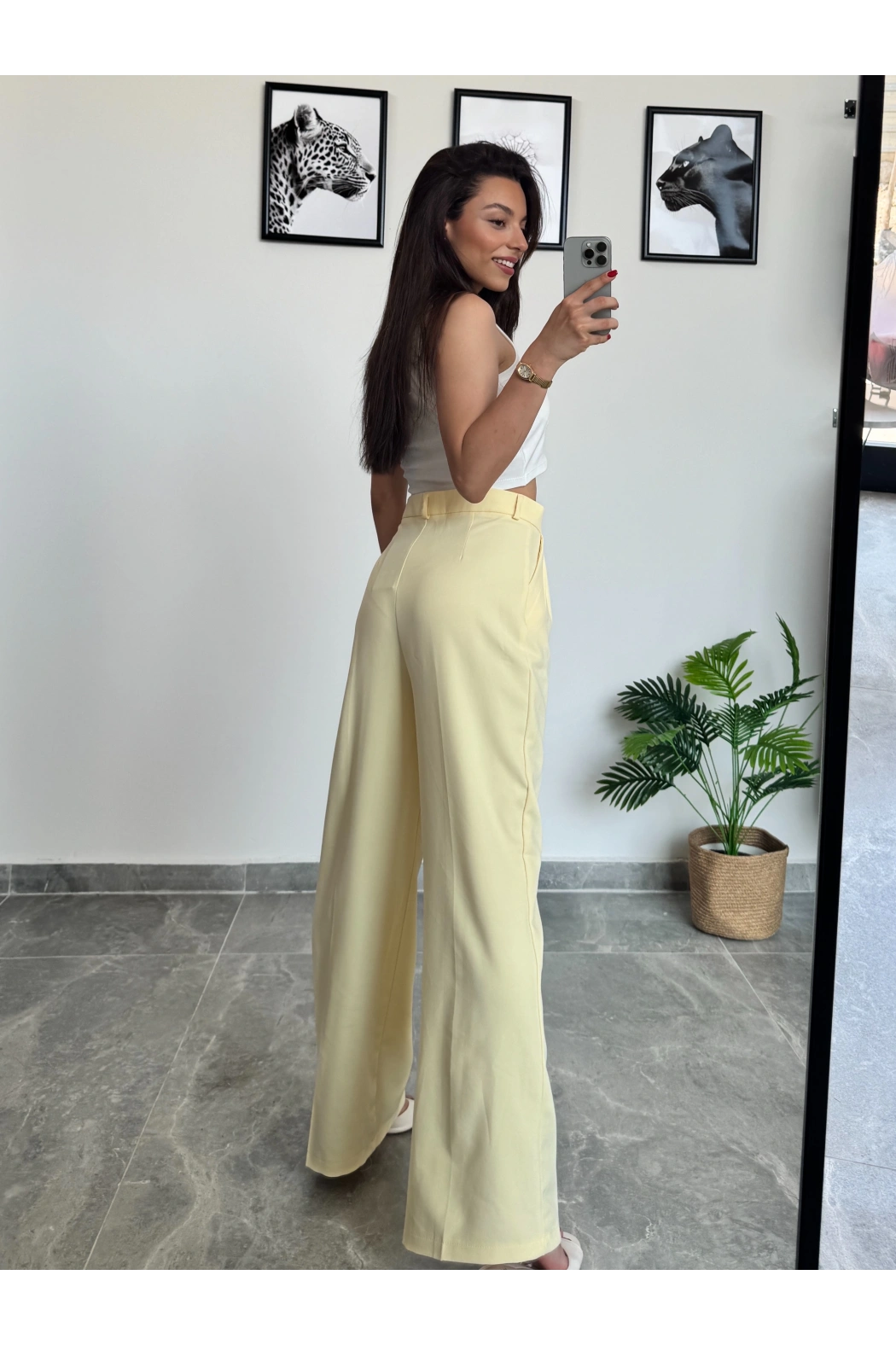 Sarı Palazzo Pantolon