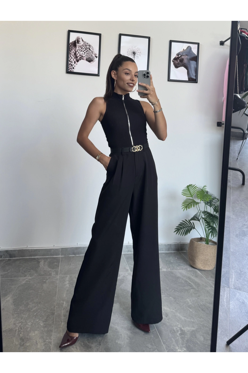 Siyah Palazzo Pantolon