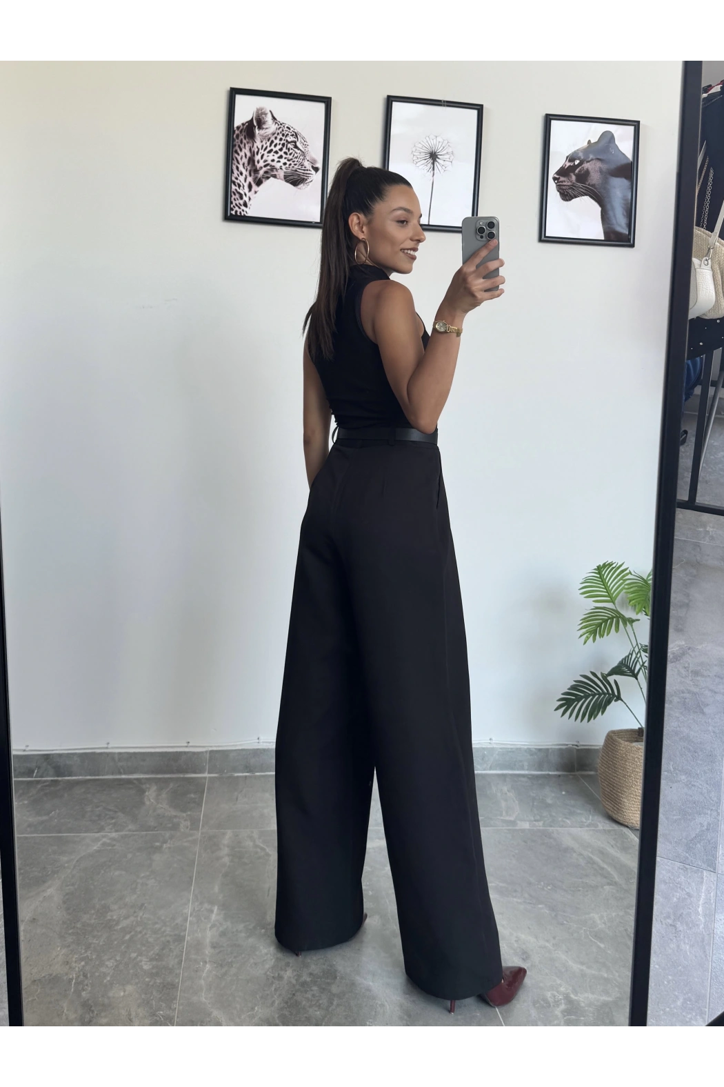 Siyah Palazzo Pantolon