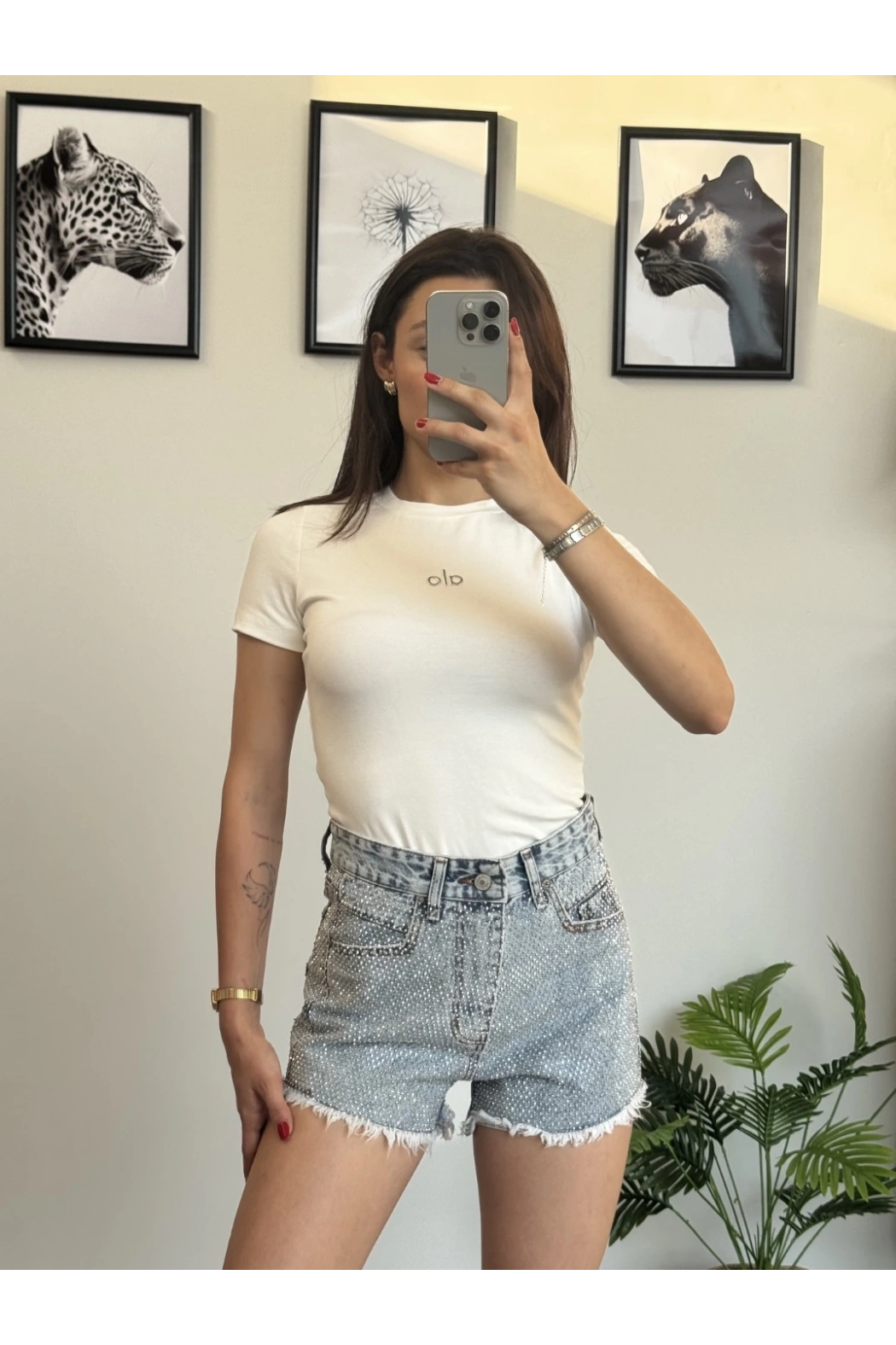 Taşlı Kot Şort