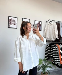 Modal Kumaş Beyaz Gömlek