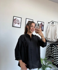 Modal Kumaş Siyah Gömlek