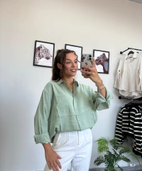 Modal Kumaş Su Yeşili Gömlek