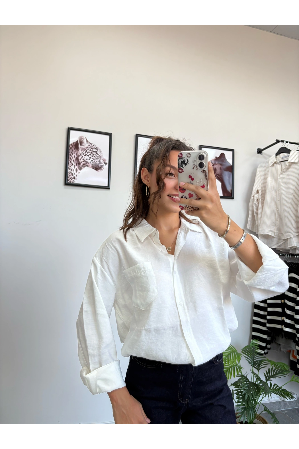 Modal Kumaş Beyaz Gömlek