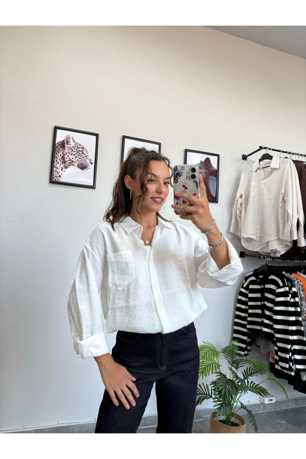 Modal Kumaş Beyaz Gömlek