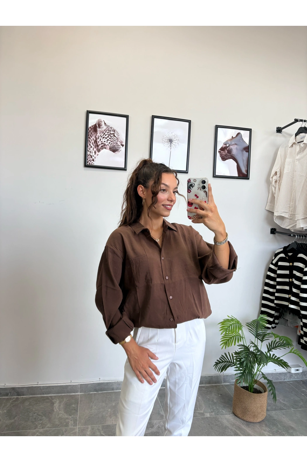 Modal Kumaş Kahverengi Gömlek