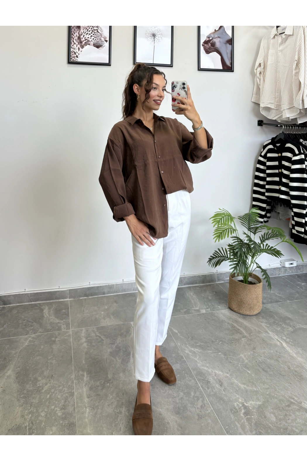 Modal Kumaş Kahverengi Gömlek