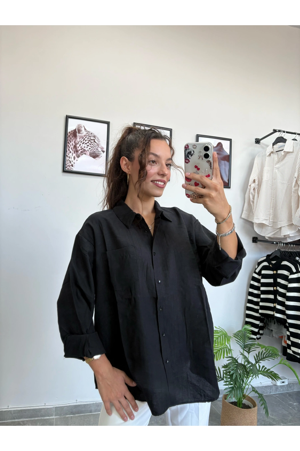 Modal Kumaş Siyah Gömlek