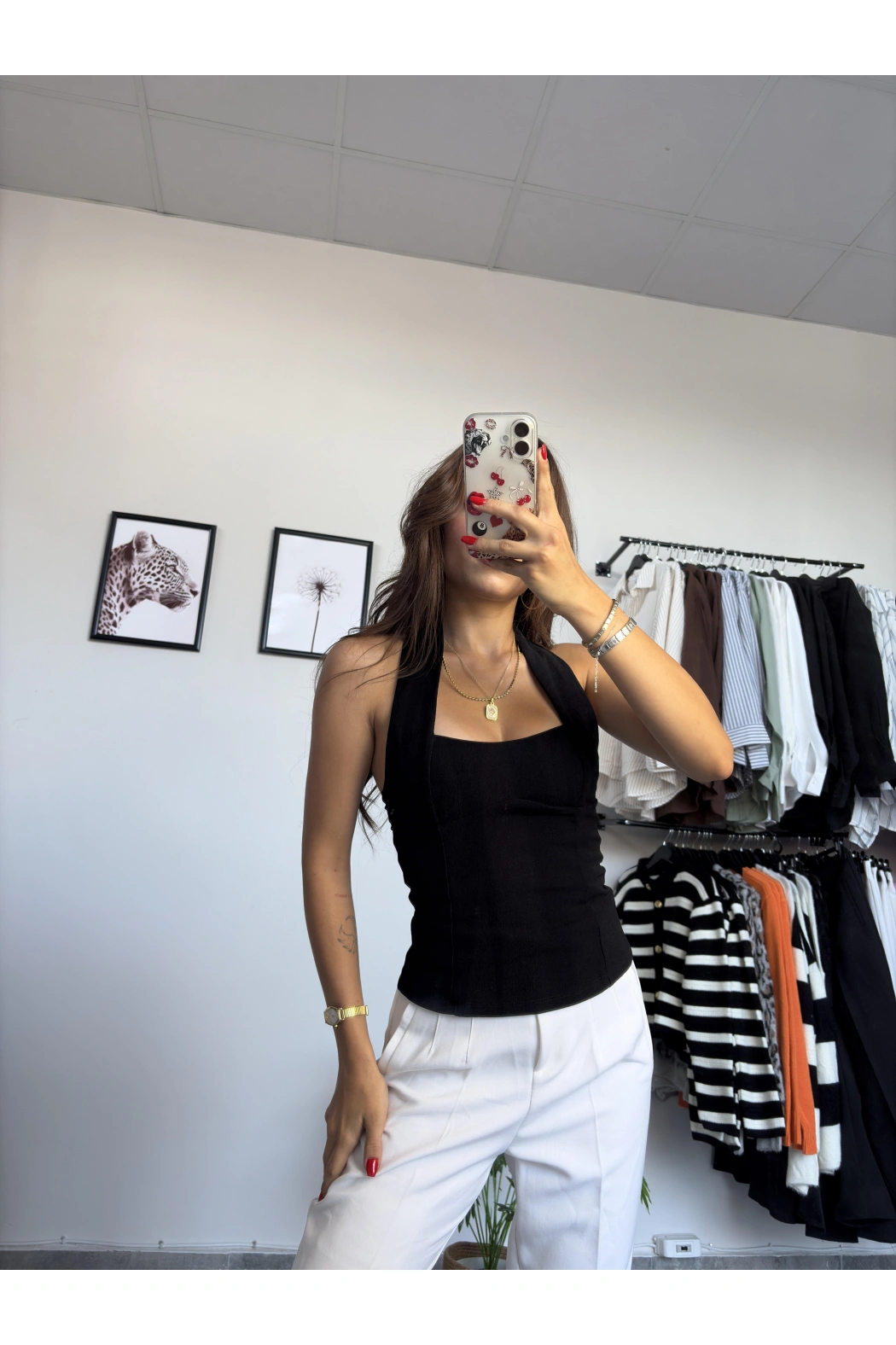 Siyah Kare Yaka Bluz