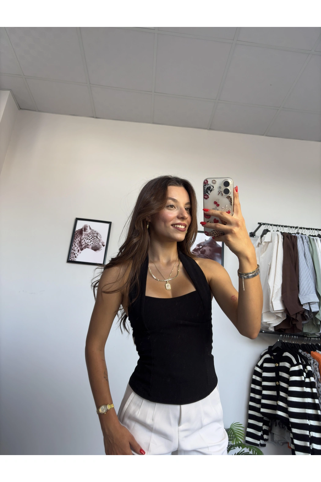 Siyah Kare Yaka Bluz