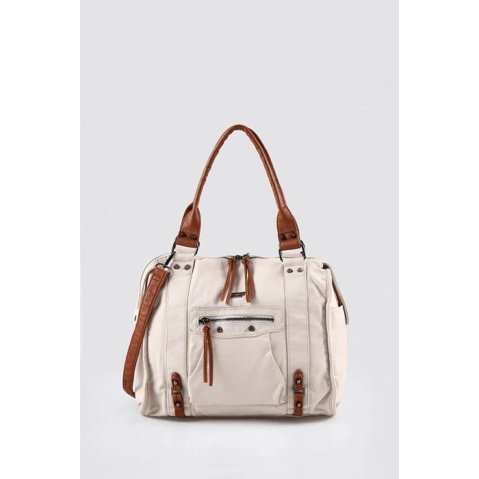 Abga Bej Cilt Omuz Çantası