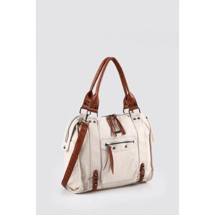 Abga Bej Cilt Omuz Çantası