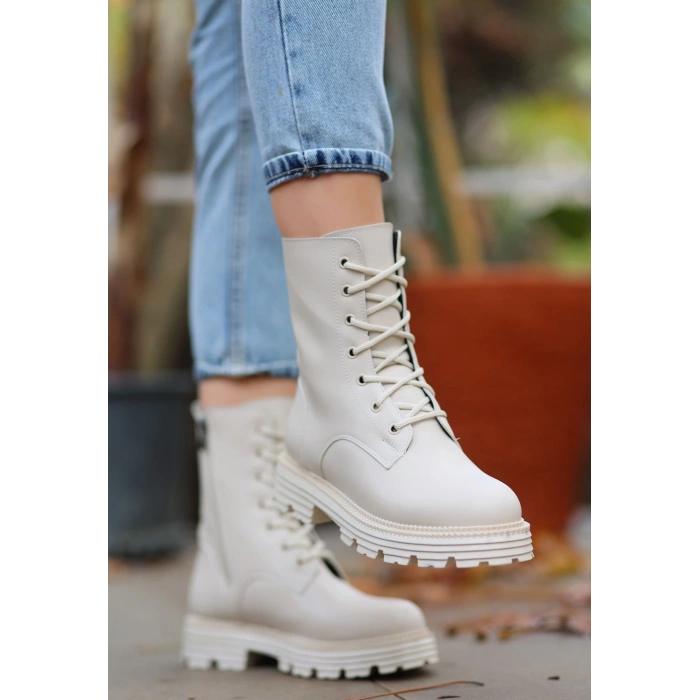 Bria Bej Cilt Bağcıklı Bot