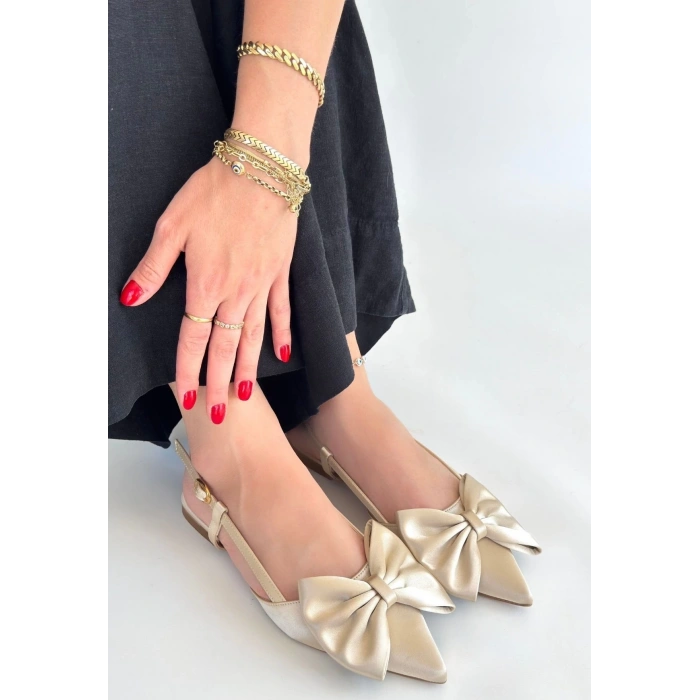 Cenya Bej Saten Babet Ayakkabı