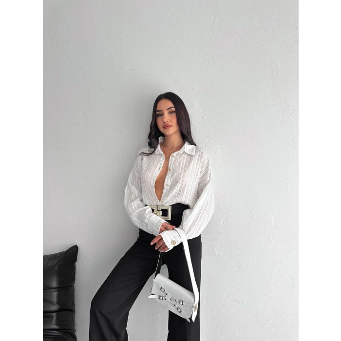 Çizgili oversize gömlek