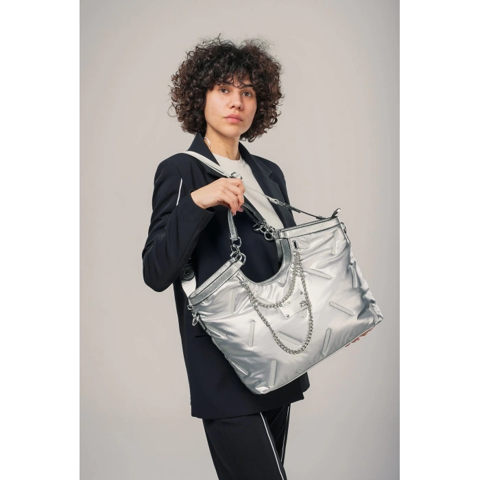 Enya Gri Cilt Omuz Çantası