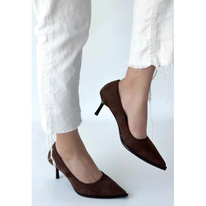 Gute Kahverengi Süet Topuklu Ayakkabı