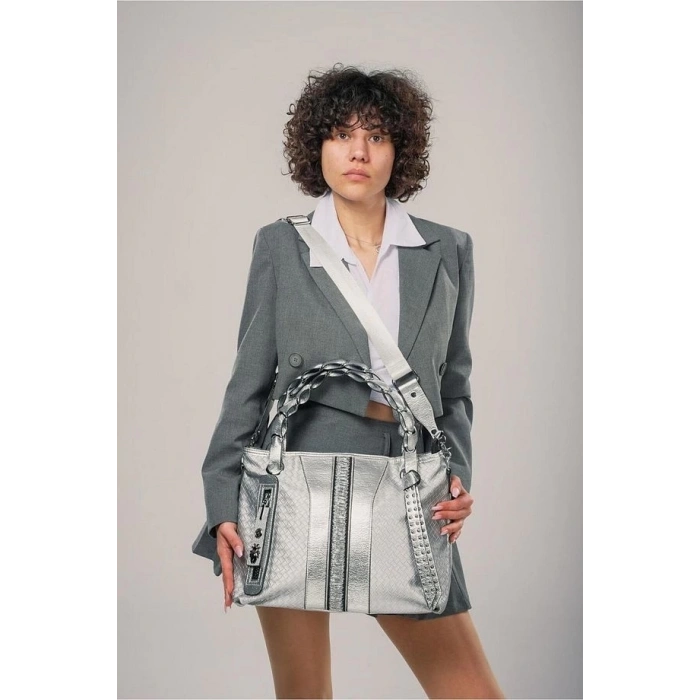 Jaxe Gri Cilt Omuz Çantası