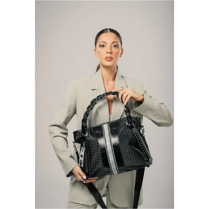 Jaxe Siyah Cilt Omuz Çantası