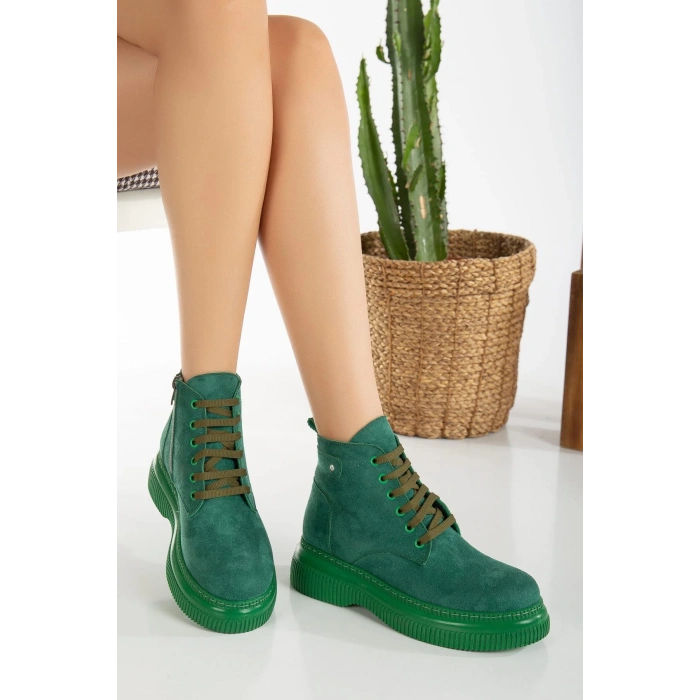 Jiwa Yeşil Süet Bağcıklı Bot