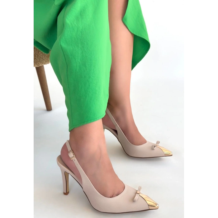 Joye Bej Cilt Topuklu Ayakkabı