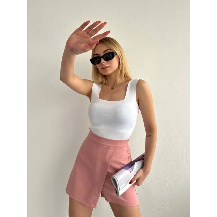 Kapaklı şort etek pudra s208