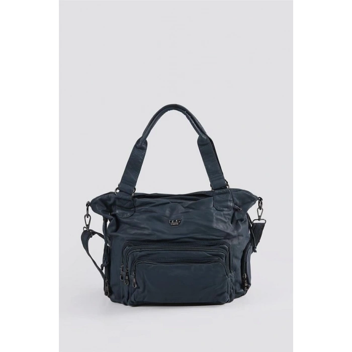 Katti Mavi Cilt Omuz Çantası