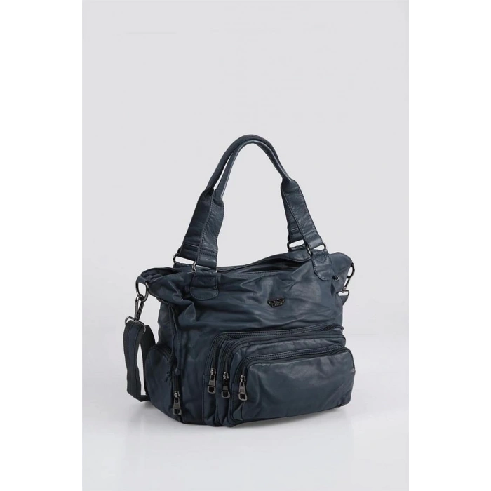 Katti Mavi Cilt Omuz Çantası