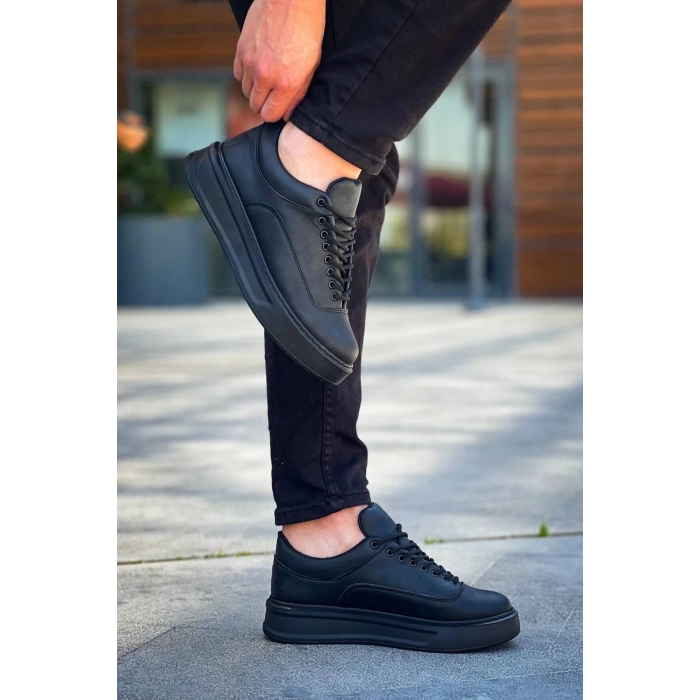 KB-005 Kuback Siyah Cilt Siyah Taban  Bağcıklı  Günlük Erkek  Ayakkabı