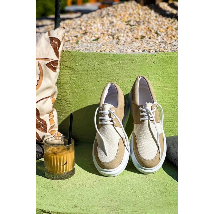 KB-042  Kuback Bağcıklı Bej Günlük Erkek Ayakkabı