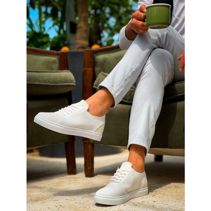 KB-101 Kuback Beyaz Triko Bağcıklı Günlük Erkek Ayakkabı