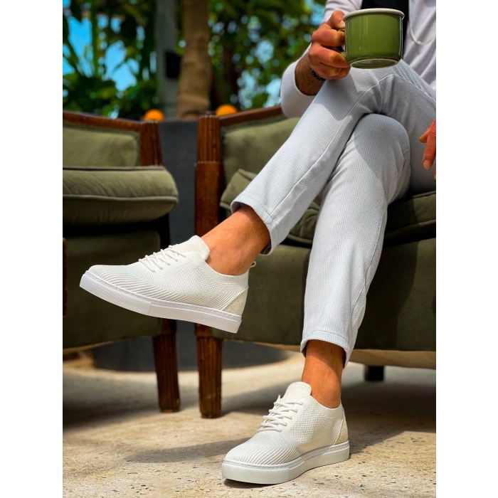KB-101 Kuback Beyaz Triko Bağcıklı Günlük Erkek Ayakkabı