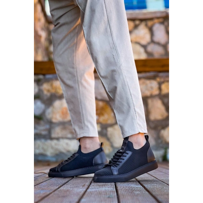 KB-112  Kuback Siyah Siyah TabanTriko Bağcıklı  Günlük Erkek  Ayakkabı