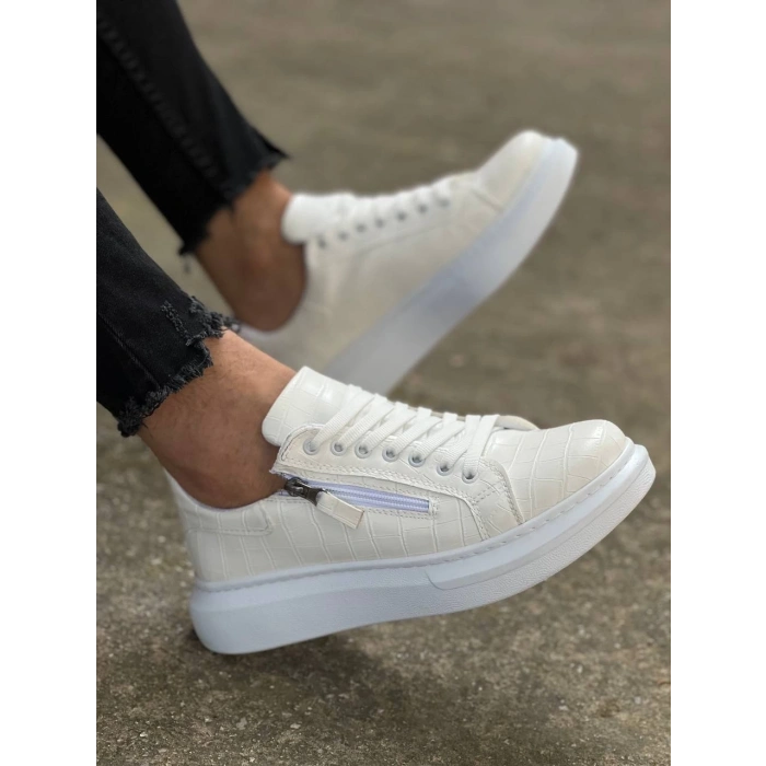 KB-309  Kuback Beyaz Fermuar Ve Bağcıklı  Günlük Erkek  Ayakkabı