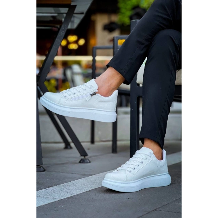 KB-309  Kuback Beyaz Fermuar Ve Bağcıklı  Günlük Erkek  Ayakkabı
