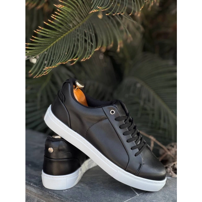 KB-BX1  Kuback Siyah Cilt Yüksek Beyaz Taban Günlük Erkek Ayakkabı