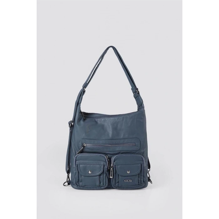 Kinya Mavi Cilt Omuz Çantası