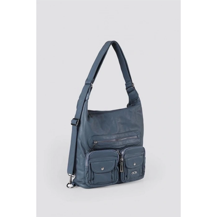 Kinya Mavi Cilt Omuz Çantası