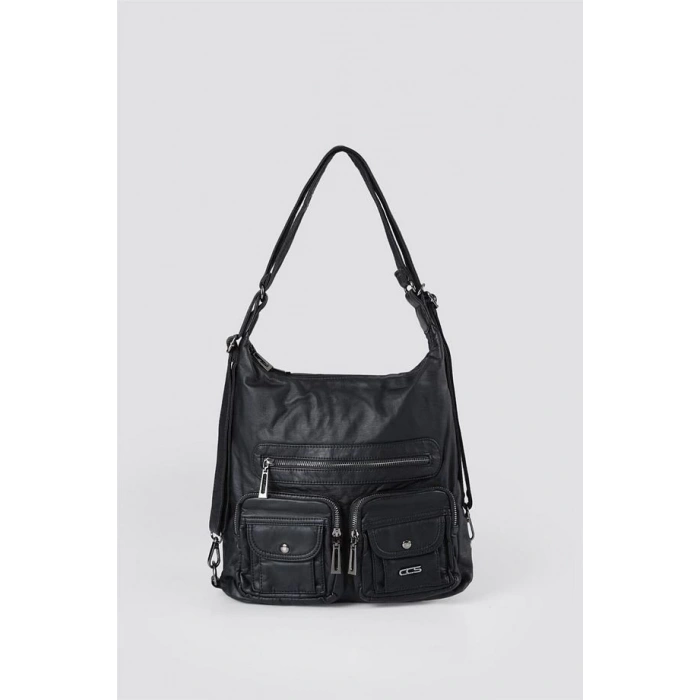 Kinya Siyah Cilt Omuz Çantası