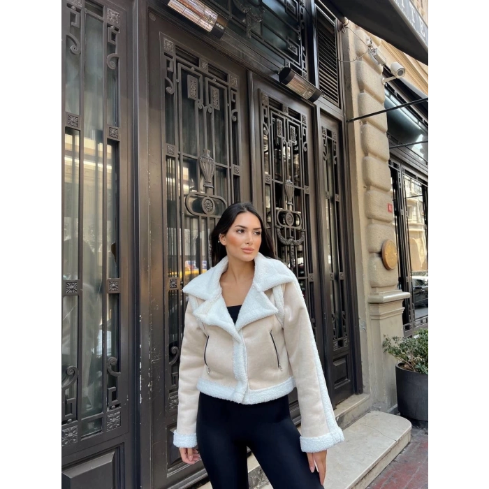 KUZU YUMOŞ KAPLAMA TAK ÇIKAR KOL CROP NUBUK KABAN