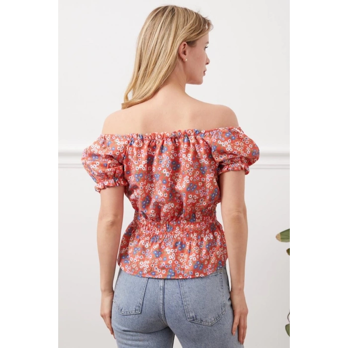 Madonna yaka çiçekli bluz