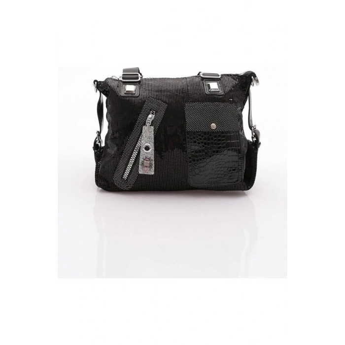 Merli Siyah Cilt Omuz Çantası