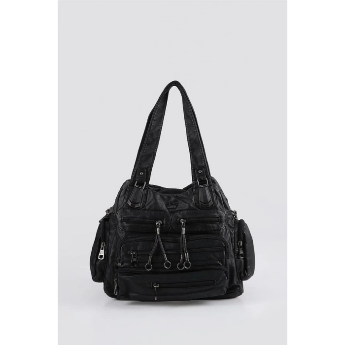 Miver Siyah Cilt Omuz Çantası