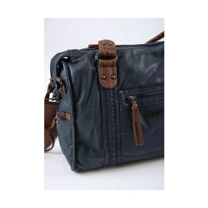 Muert Mavi Cilt Omuz Askılı El Çantası