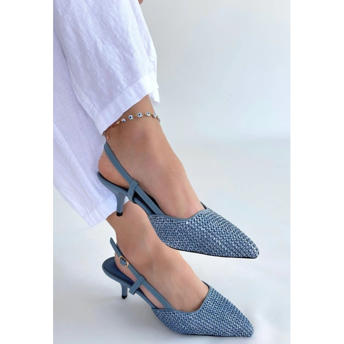 Natti Mavi Cilt Topuklu Ayakkabı