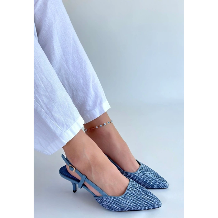 Natti Mavi Cilt Topuklu Ayakkabı