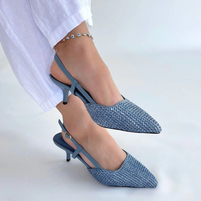 Natti Mavi Cilt Topuklu Ayakkabı