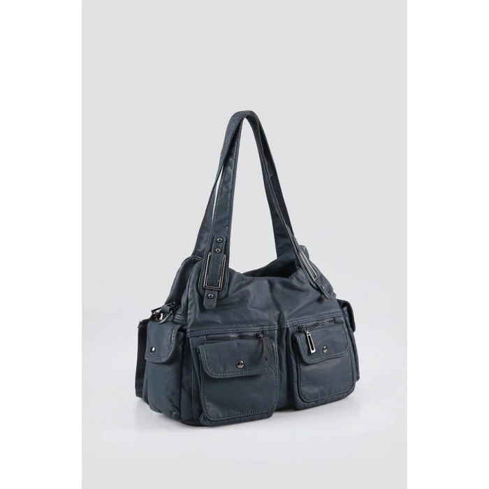 Oten Mavi Cilt Omuz Çantası