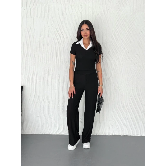 Ottoman kumaş beyaz gömlek yaka takım s4142